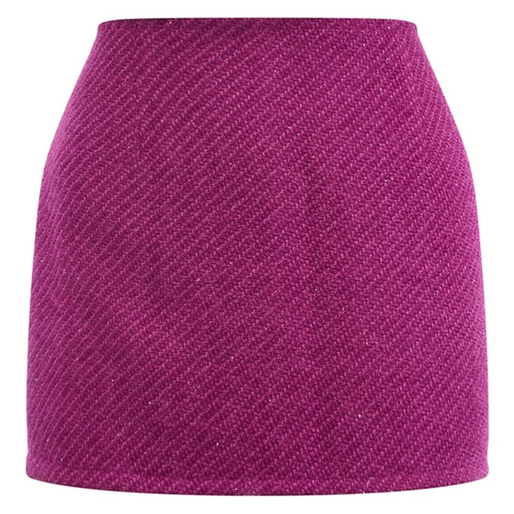 Pretty Little Thing - Elegant Dark Purple Boucle Basic Mini Pink Women's Skirt - Picture 2 of 14